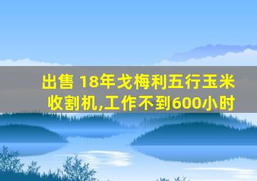 出售 18年戈梅利五行玉米收割机,工作不到600小时